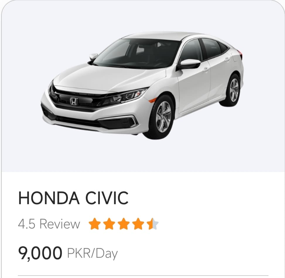 Premium car rental Lahore